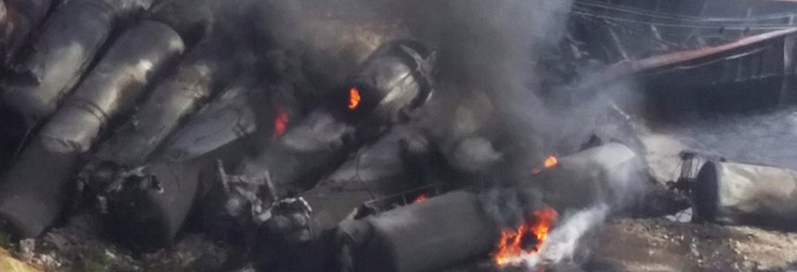 Four oil train derailments and fires in 3 weeks