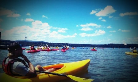 Kayaks on the Hudson