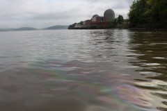 Oil sheen after a transformer fire at Indian Point on May 10, 2015