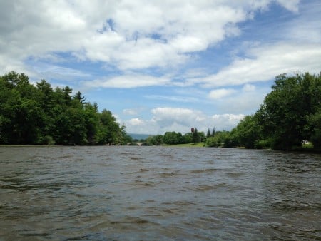 The Wallkill River, looking downstream from Popp Memorial Park in the hamlet of Wallkill. (Photo by Dan Shapley)