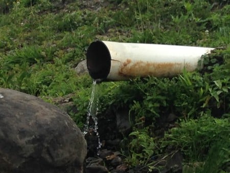 One of two pipes identified with discharges, despite recent dry weather.