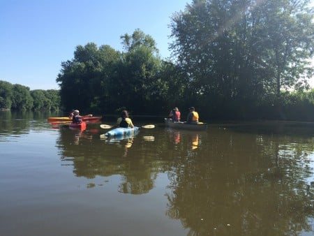 The Wallkill River Watershed Alliance Boat Brigade out on the water thanks to New Paltz Kayaking Tours who generously donated kayaks and canoes.