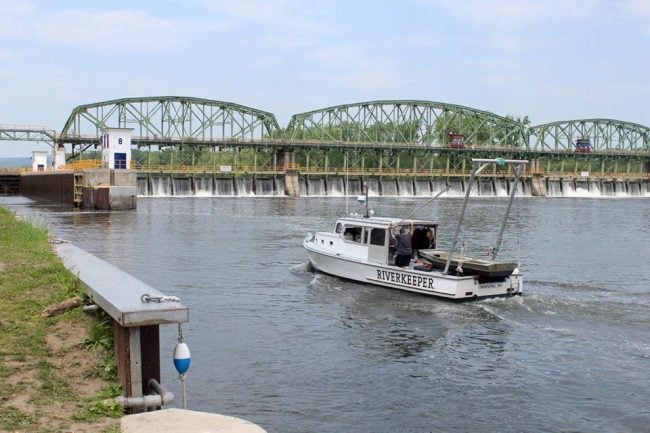 Riverkeeper on patrol in the Mohawk River in May 2016. (Photo by John Garver)