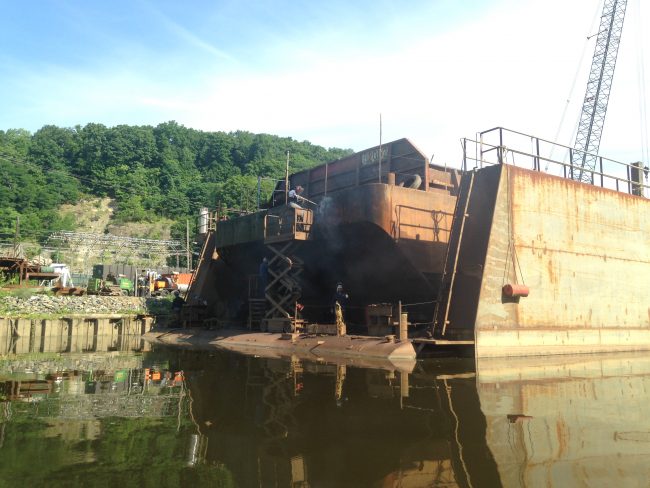 We weren't the only ones hard at work. Feeney Shipyard is the last operation of its kind on the Hudson, at least outside the Capital District or New York City. (Photo by Dan Shapley / Riverkeeper)