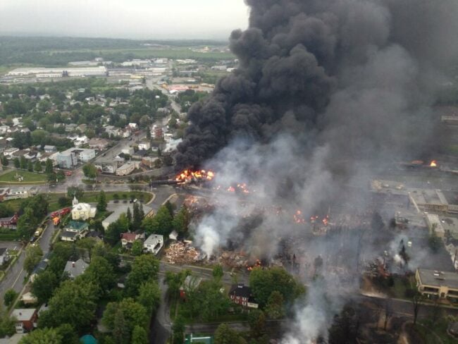 CrudeOil-derailment-taken from a Surete du Quebec helicopter of Lac-Megantic-viaWikimediaCommons