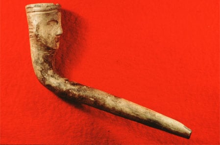 Human effigy face tobacco pipe, 1000 – 400 years ago